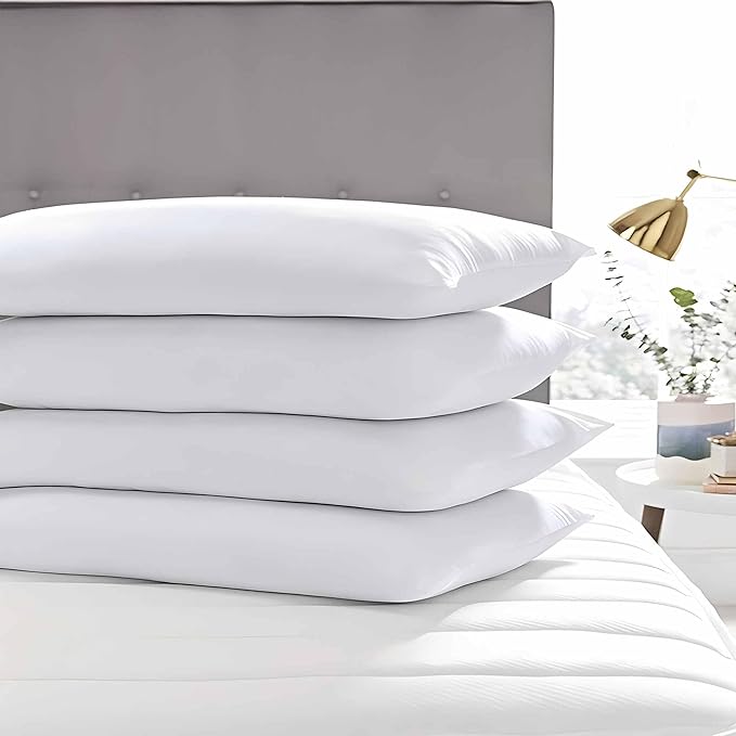 Thin Flat Soft Bed Pillows King Size Set of 2 Pack for Sleeping 20"x36", Hypoallergenic Skin Friendly Microfiber Filling Machine Washable