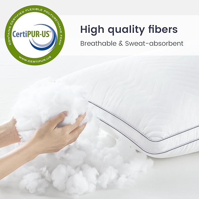 Maxzzz Bed Pillows Queen Size Set of 2, Fluffy Pillows for Back, Stomach or Side Sleepers, Luxury Hotel Quality, White(18x29 inch)