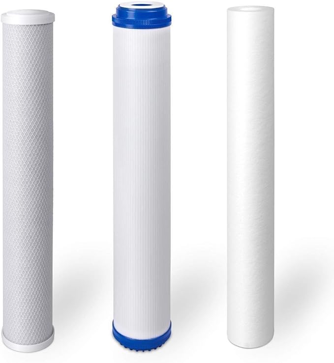 3 Stage Big Blue Filter Kit 4.5" x 20" Sediment, Bone Char, Carbon Block