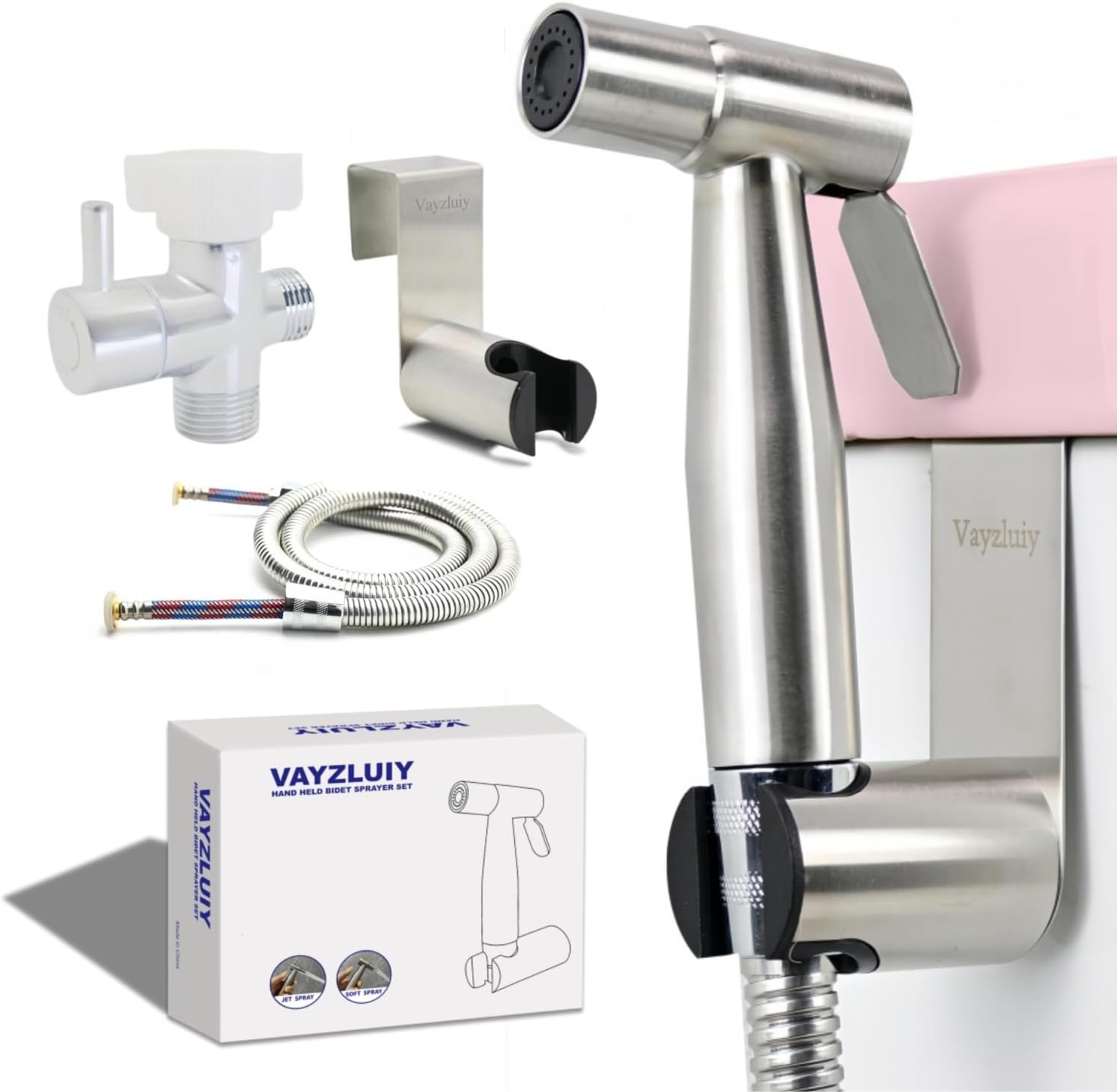 Handheld Bidet Sprayer for Toilet - Bidets for Existing Toilets Adjustable Water Pressure with Bidet Hose for Feminine Wash, Stainless Steel Muslim Shower Jet Spray for Toilet