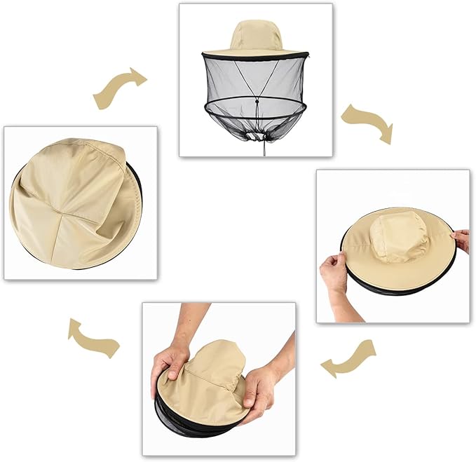 Head Net with Removable Mesh Hidden Netting, Design for Outdoor Fishing Gardening