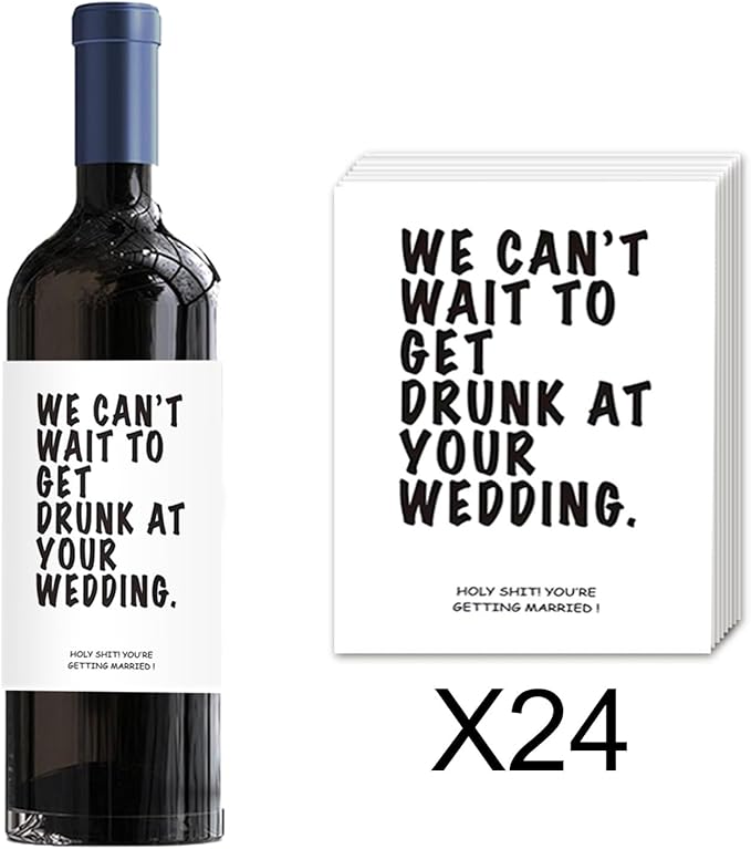 24 Pcs Funny Engagement Wine Label Her, Engagement Party Decorations Gifts for Engaged Couple Wine Bottle Stickers, Pairs Well with Getting Engaged Wine Bottle Labels.