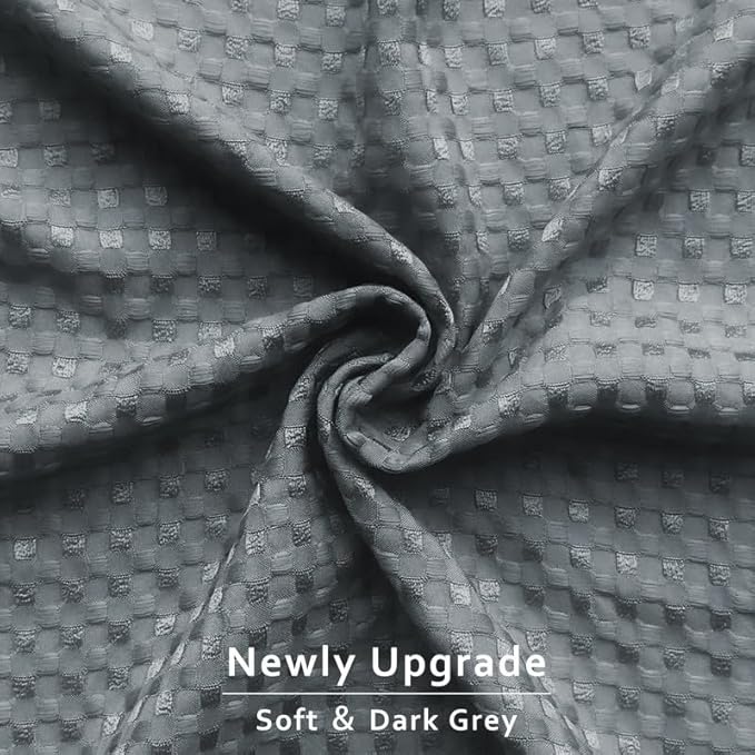 MIYE Pleated Waffle Weave Bed Skirt, Tailored Dust Ruffle 22 Inch Drop Easy Fit, Machine Washable (Dark Grey, Full - 22" Drop)