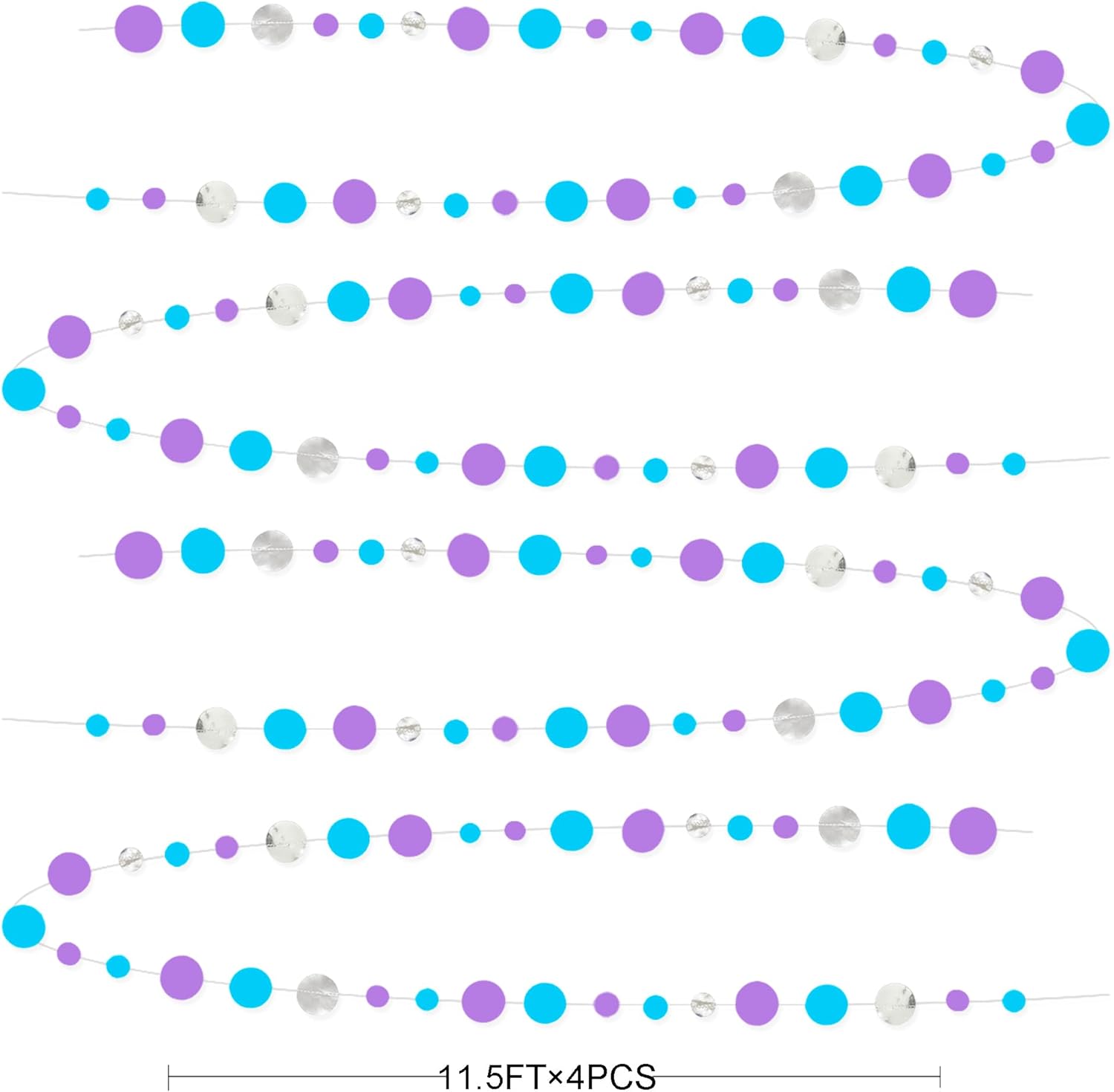 46 Ft Frozen Party Decorations Purple Blue Silver Polka Dots Garlands Hanging Paper Circle Dots Streamer for Frozen Birthday Winter Wonderland Christmas Holiday Wedding Baby Shower Party Supplies