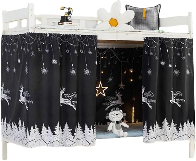 Thicken Bunk Bed Curtains Thicken 650g Privacy Bed Canopy Drapes Blackout Bottom Bunk Bed Curtains Breathable Dustproof Cloth Curtains Loft Dorm Curtain 2 Panels