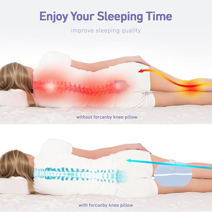 Leg & Knee Pillow for Side Sleepers - Smooth Spine Alignment Pillow - Memory Foam Knee Pillows for Back Hip Pain, Spine Aligning, Sciatica, Surgery Recovery, Pregnancy