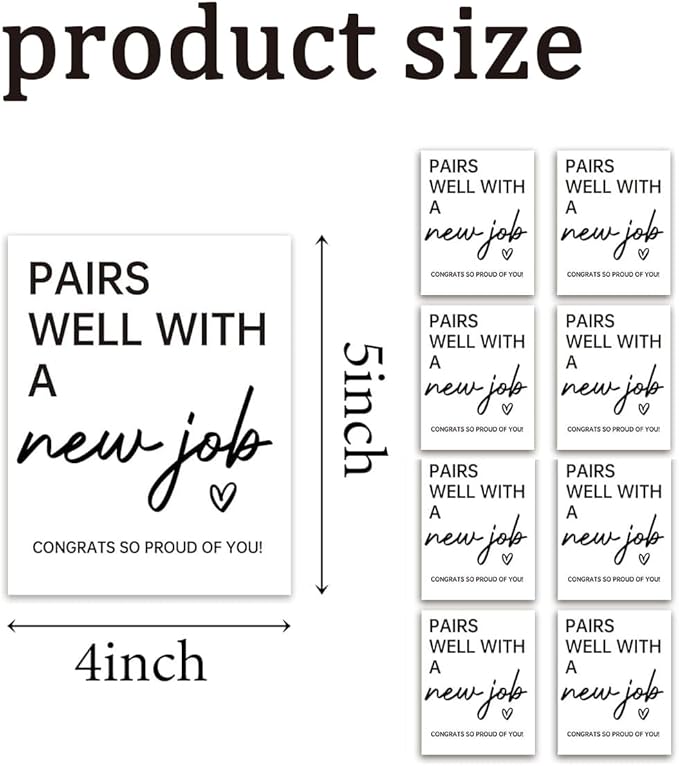 24Pcs New Job Wine Labels, New Job Gifts for Women Men, Promotion Goodbye Farewell Leaving Job Gifts for Coworkers Women, Pairs Well with A New Job Wine Bottle Stickers Labels