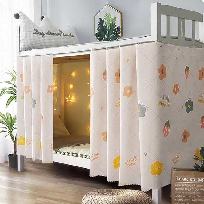 HAOZAIKEJI Dormitory Room Bunk Bed Curtains Blackout Privacy Canopies Lightproof Dustproof Bed Curtain Students Shading Bedding for Loft Bed Single Sleeper