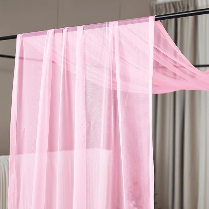 Akiky Bed Canopy for Girls Pink Sheer Canopy Bed Curtains Sheer Scarf Valance 1 Canopy Panel King Size Bed Scarf Drapes décor