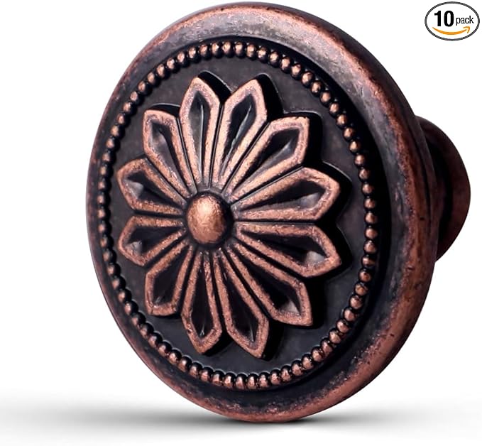 10 Pack Kitchen Cabinet Knobs Antique Copper,1-2/5"Rustic Copper Knobs for Cabinets and Drawers,Copper Knobs for Cabinets,Dresser Drawers Cupboard Bathroom Bedroom Dresser Door Copper Knob