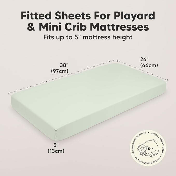 2-Pack Mini Crib Sheets Fitted, Pack and Play Sheets - Organic Cotton Pack N Play Sheets for Pack and Play Mattress, Playard Baby Crib Sheets, Jersey Crib Sheets Neutral for Boys, Girls (Wildflowers)