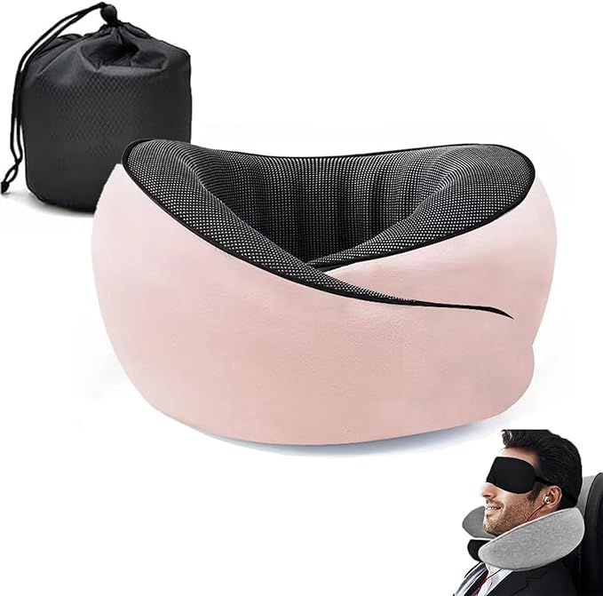 Travel Neck Pillow, Memory Foam Airplane Travel Pillow, 360 Degree Comfort and Breathability, Washable Modal Cover,Stowable U-Shaped Pillow