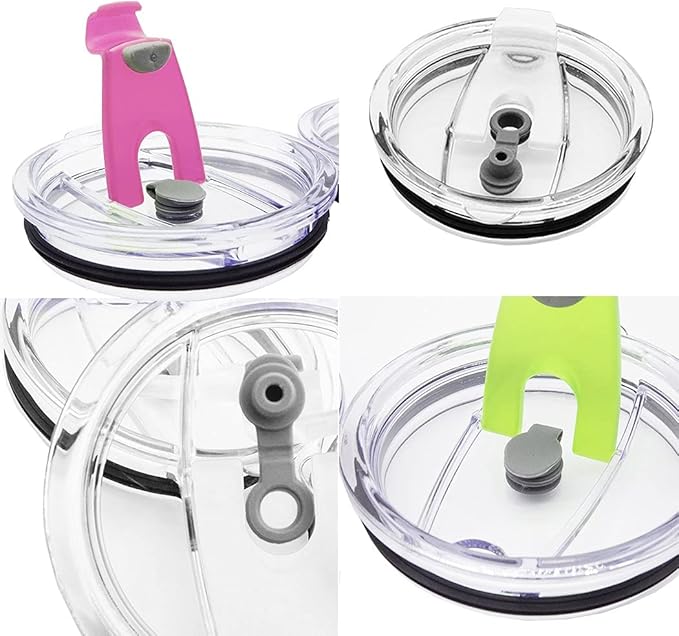 3 Packs Lids for 20oz Tumblers, CNYMANY Spill-proof Splash Resistant Straw-friendly Cover for Old Style Rtic, Ozark Trail 20 oz. Cups - Green, Rose Red, Gray