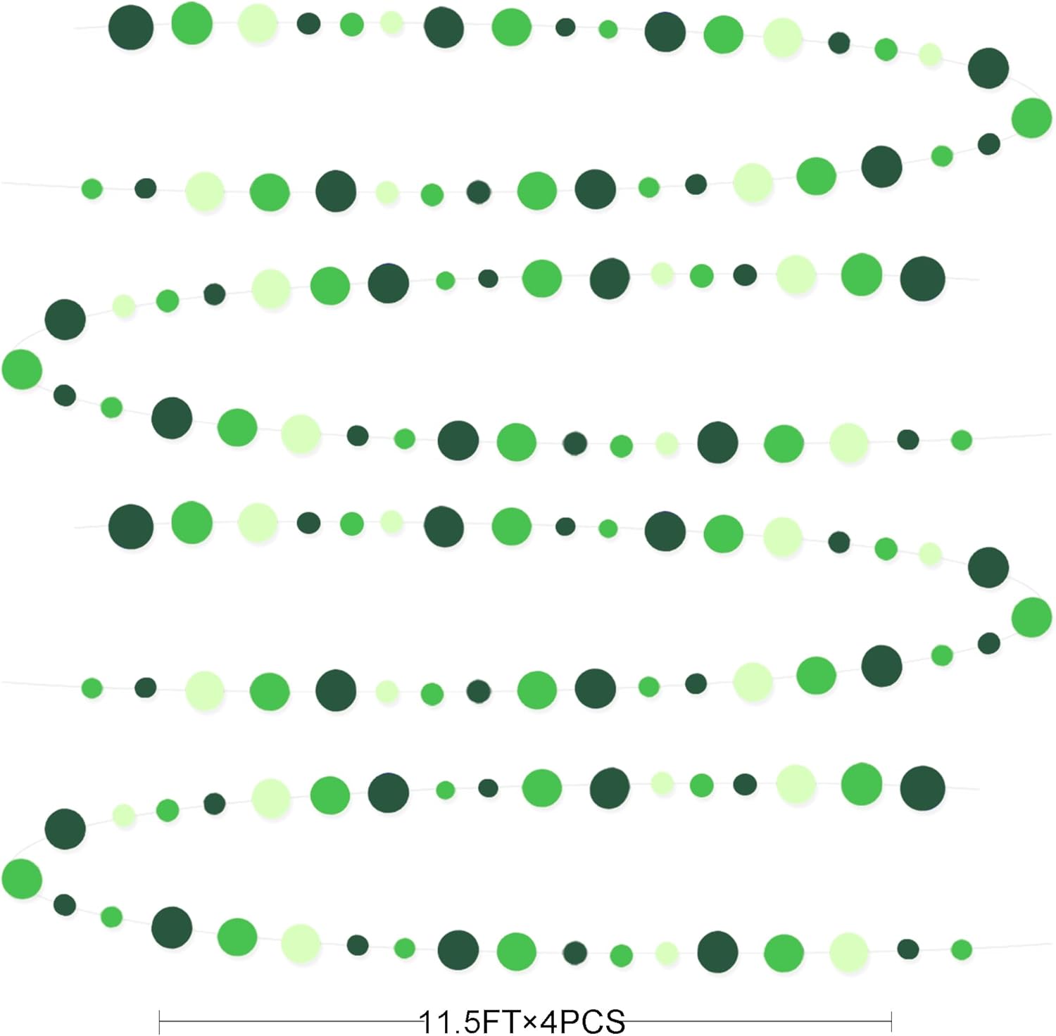 Green Party Decorations Ombre Green Circle Dots Garland Hanging Paper Polka Dot Streamer for Birthday Baby Shower Wedding Bridal Shower Summer Spring Easter St Patrick’s Day Golf Tea Party Supplies