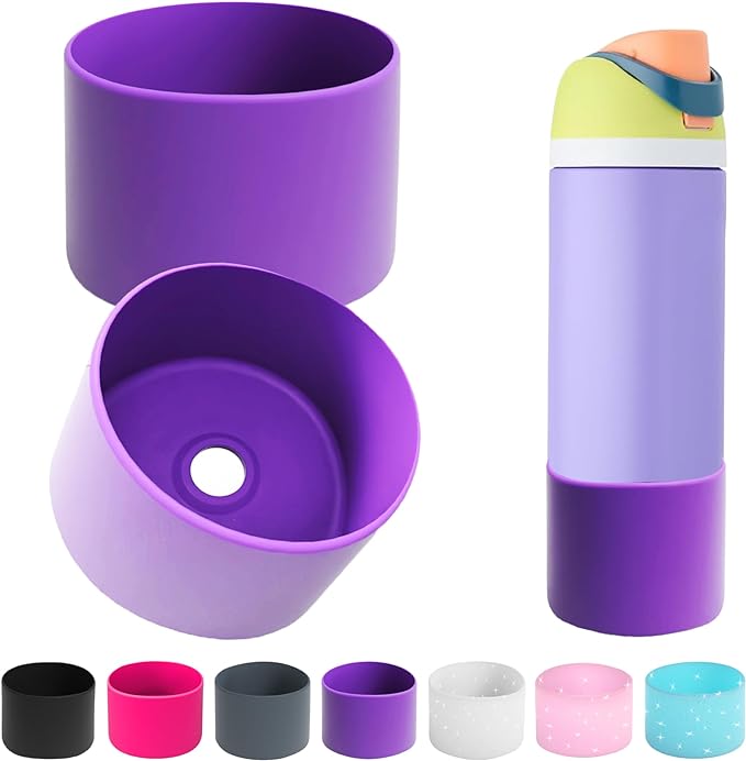 2PCS Silicone Water Bottle Boot for Owala 24oz 32oz 40oz,Anti-Slip Protective Sleeve Bottom Bumper Protector for FreeSip, Twist, and Flip Water Bottles