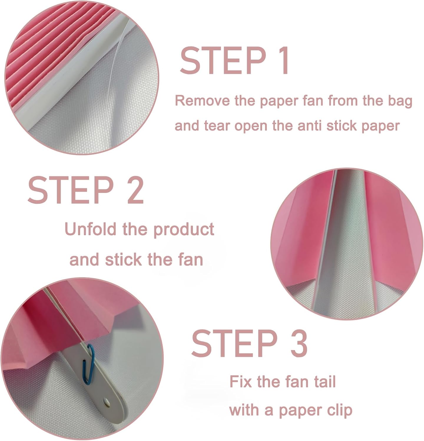 Pink Party Decorations,Pink Paper Decorations for Party,Baby Shower Decorations Party Paper Fans Bulk 12in,Schoolgirl Style Classroom Decor for Party 30 Color DIY Set （Pink）