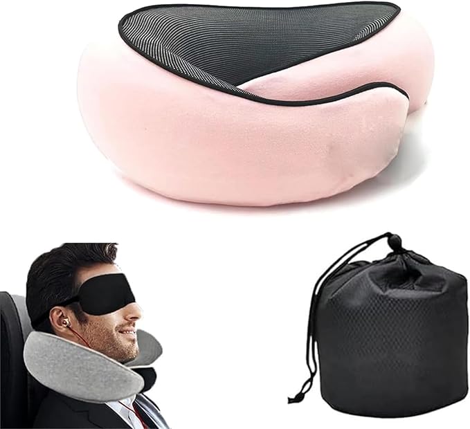 Travel Pillows for Airplanes,2024 New Travel Pillow,Travel Neck Pillow Neck Pillow Airplane Memory Foam Travel Pillow Neck Pillow for Traveling Suitable for Airplanes,Offices and Cars (Pink)