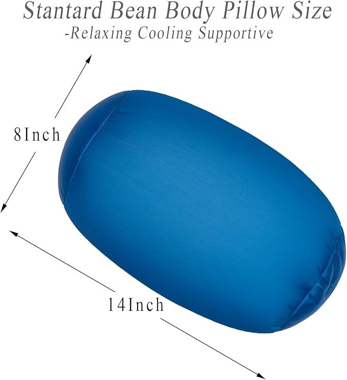 Microbead Body Pillow, Tube Microbead Bolster Bean Smooth Cool Pillow Neck Cervical Roll Pillow for Sleeping 7 x 12Inch Throw Travel Pillow (Pine Green)