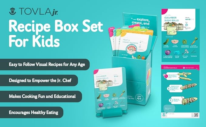 My First Recipe Box for Kids: Montessori-Inspired, Easy-to-Follow Recipes with Visual Guides. Cookbook for Kids Ages 4+ with Storage Box and Recipe Stand.