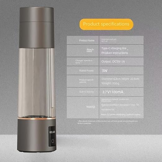 2024 Newest Hydrogen Rich Water Cup Generator Portable Rechargeable Healthy Water Bottle New SPE PEM Technology Water Ionizer with Beautiful LED Indicator Up to 3000 ppb (270ML)