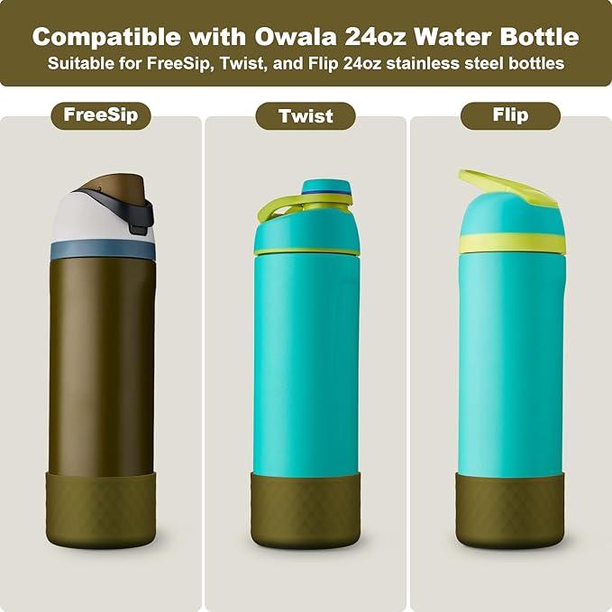 2PCS Silicone Water Bottle Boot for Owala 24oz 32oz 40oz, Anti-Slip Protective Sleeve Bottom Bumper Protector for FreeSip, Twist, and Flip Stainless Steel Water Bottles