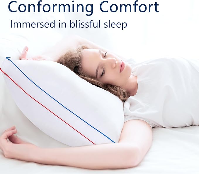 Pillows Standard Size Set of 2, Fluffy Bed Pillows for Sleeping, Standard Pillows 2 Pack with Hotel Quality, Firm and Supportive Down Alternative Pillow for Side and Back Sleeper, 20" x 26"