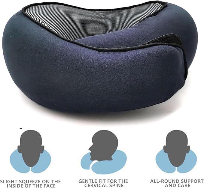 Travel Neck Pillow, Memory Foam Airplane Travel Pillow, 360 Degree Comfort and Breathability, Washable Modal Cover,Stowable U-Shaped Pillow
