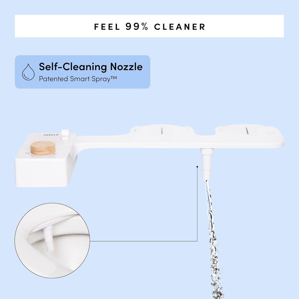 TUSHY Classic 3.0 Bidet | Slim Universal Toilet Seat Attachment. Simple Install <10 Minutes. Non-Electric Self Cleaning Water Sprayer with Adjustable Pressure Nozzle and Angle Control. (Black/Gold)
