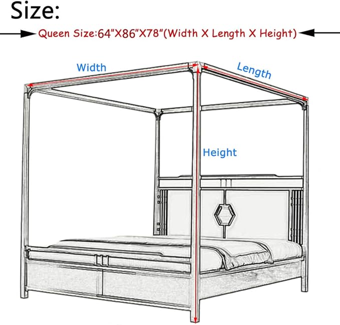 Elegant Lace Princess 4 Corner Post Mosquito Net Romantic for Girls Women Bed Curtain Canopy for Adult Wedding Bedroom Kids Rooms Decoration (Type3-Beige-White, Queen)