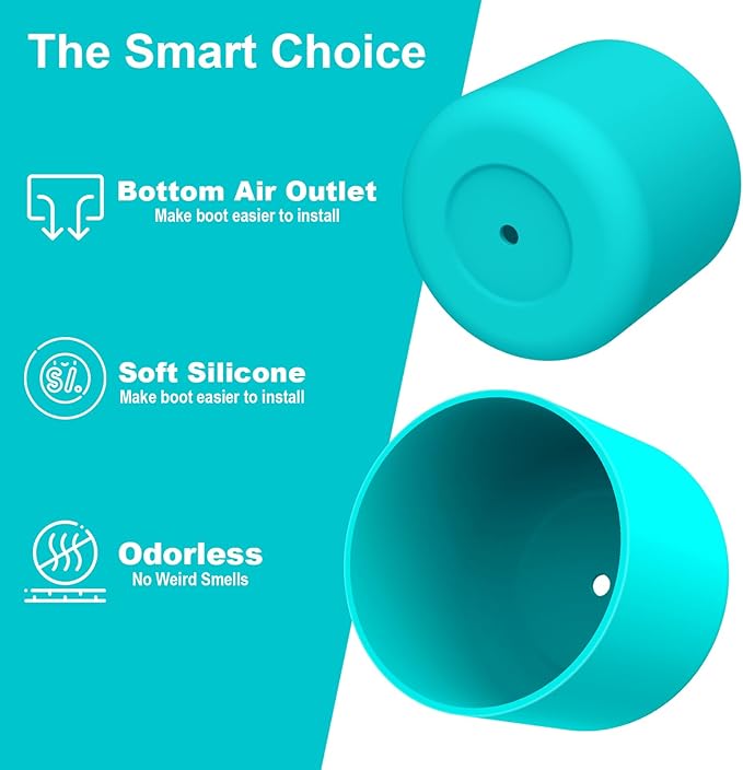 2PCS Silicone Water Bottle Boot for Owala 24oz 32oz 40oz, Anti-Slip Protective Sleeve Bottom Bumper Protector for FreeSip, Twist, and Flip Stainless Steel Water Bottles