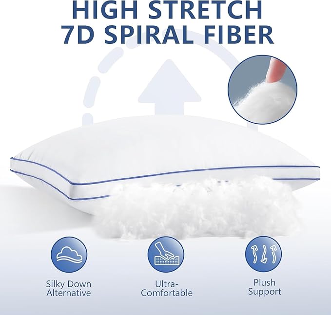 HARNY Bed Pillows for Sleeping, King Size Set of 2, Luxury Soft Hotel Quality and Supportive Down Alternative Microfiber Filled for Back, Stomach or Side Sleepers, Breathable & Skin-Friendly