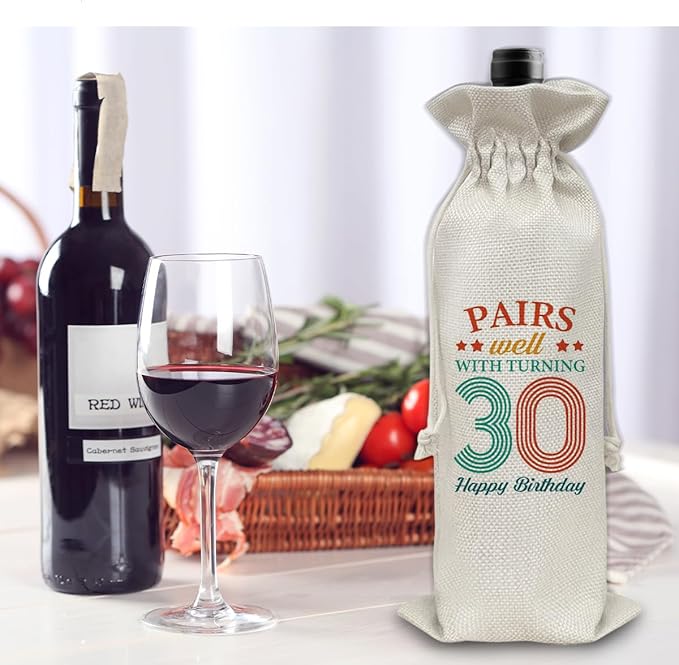 30th Birthday Gifts Wine Bag Congratulations Gifts for Women Men Parents Mom Dad Anniversary Favors 1994 with Time Information Wine Gift Bag