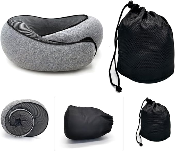 Travel Neck Pillow, Memory Foam Airplane Travel Pillow, 360 Degree Comfort and Breathability, Washable Modal Cover,Stowable U-Shaped Pillow