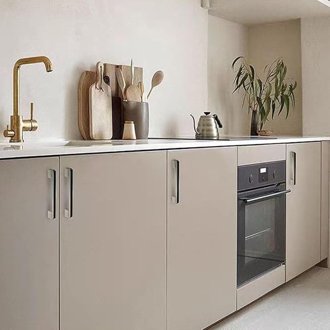 Leather Handle Brass Leather Handle Nordic Minimalist Style Handle Wardrobe Dressing Table Bedroom Living Room Kitchen Handle Hardware Furniture - 2 Pack (Black, 128mm（5in）)