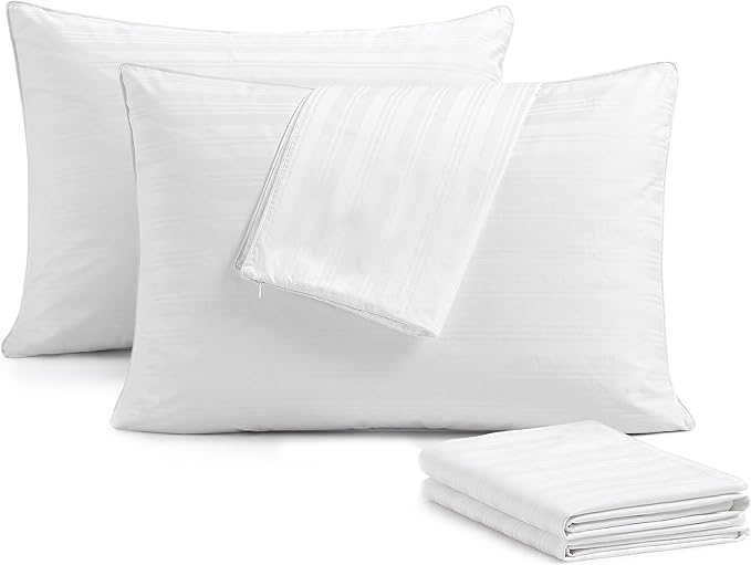 puredown Goose Feather Down Pillows, Bed Pillows for Sleeping with 2 Outer Protectors, Hotel Standard/Queen Pillows Set of 2 (Pack of 2)