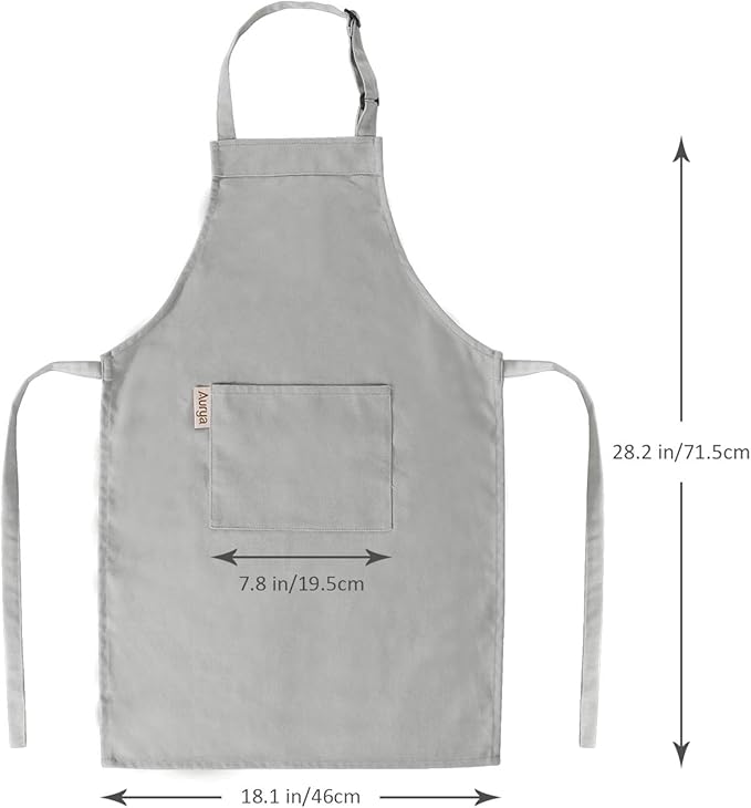 Kids Apron and Chef Hat Set-Adjustable Child Apron for Boys and Girls for Cooking Baking Light Gray