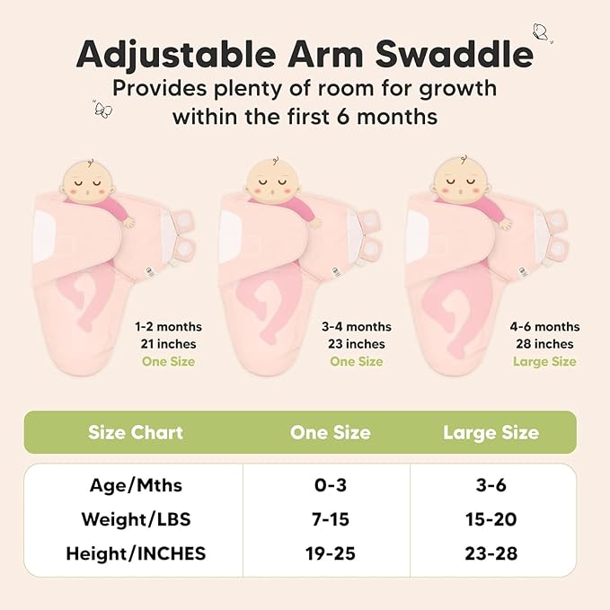 3-Pack Organic Baby Swaddle Sleep Sacks - Newborn Swaddle Sack, Ergonomic Baby Swaddles 0-3 Months, Swaddles for Newborns, Baby Sleep Sack, Baby Swaddle Blanket Wrap,Baby Essentials(Angelic)