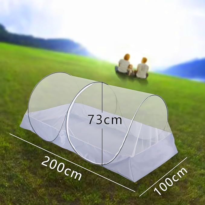 Akiky Mosquito Net Pop Up Bed Net Tent with Gray Bottom Portable&Foldable Bed Canopy for Bunk Bed Twin/Twin XL Bed Sleeping Tent for Indoor Outdoor, Gray/White