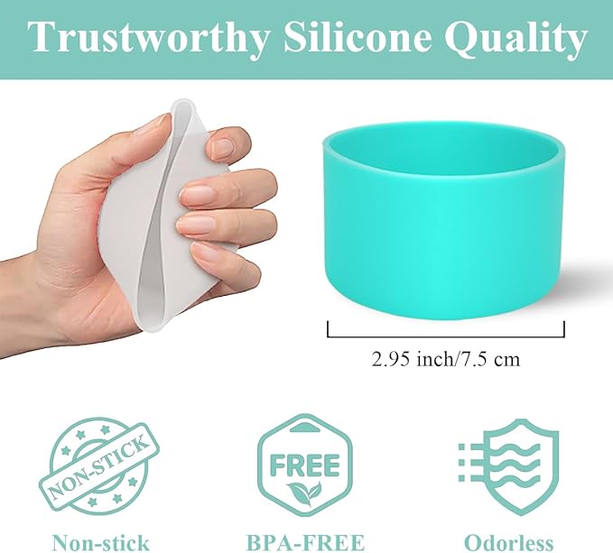 2 PCS Silicone Protective Boot for Yeti Rambler 20oz/25oz/30oz/35oz Tumbler, Anti-Slip Protective Silicone Water Bottle Bottom Boot Sleeve Cover for Yeti Tumbler [Blue+Transparent]