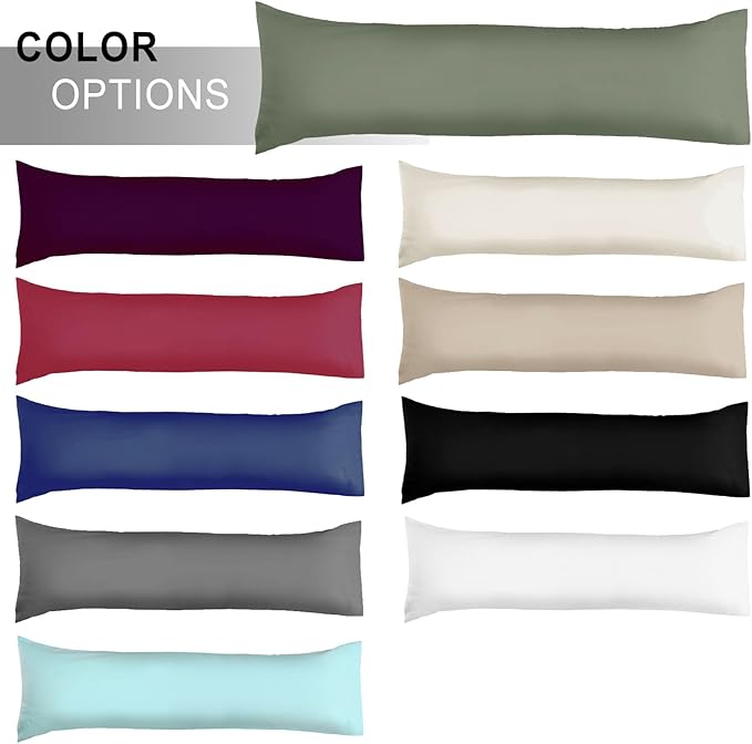 Soft Body Pillow Cover/Pillowcases 60 x 21 Inch, WINKAURA Premium Unique Long Pillow Case for Bed Fits 54x20 Pillow, Envelope Closure, Army Green