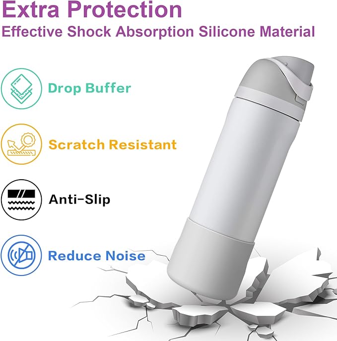 2PCS Silicone Water Bottle Boot for Owala 24oz 32oz 40oz, Protective Bottom Bumper Anti-Slip Sleeve for FreeSip, Twist, and Flip Stainless Steel Bottles, Dishwasher Safe and BPA Free