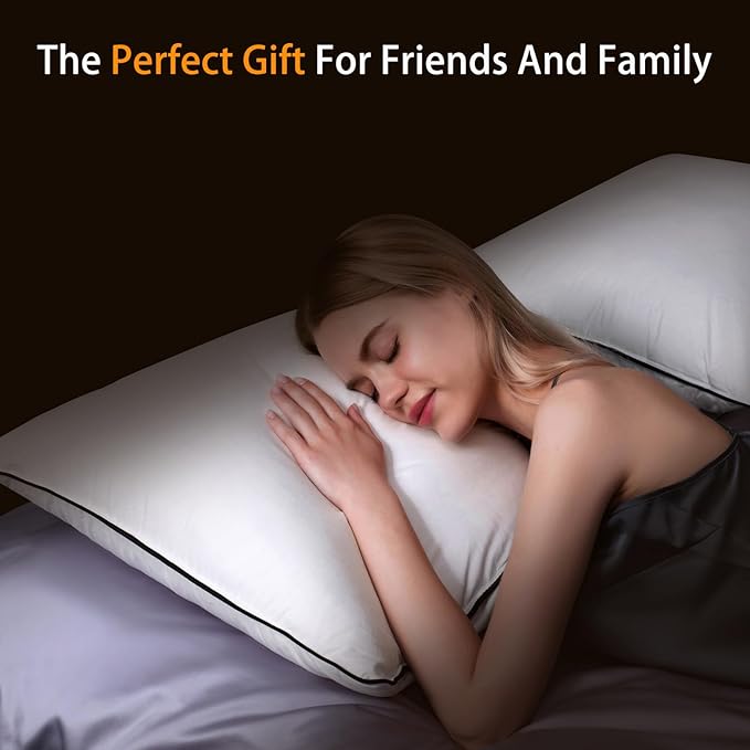 Natural Goose Down Pillows - White Down Pillow Standard Size - 550 Fill Power - Soft and Support Down Bed Pillow for Back,Side,Stomach Sleepers，1 Pack (20" x 26")