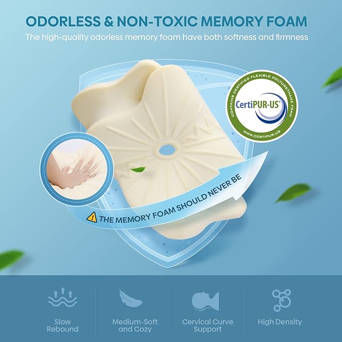 Cervical Pillow for Neck & Shoulder Pain Relief Sleeping - Ergonomic Contour Pillows - Memory Foam Pillow for Side, Back & Stomach Sleepers