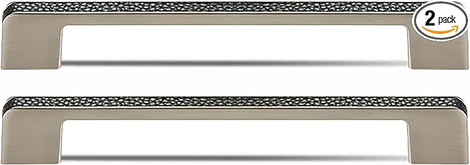 Leather Handle Brass Leather Handle Nordic Minimalist Style Handle Wardrobe Dressing Table Bedroom Living Room Kitchen Handle Hardware Furniture - 2 Pack (Black, 128mm（5in）)