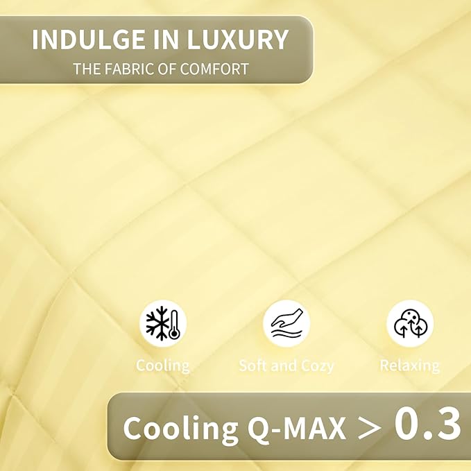 Weighted Blanket for Adult,20lbs Heavy Weighted Blanket 48"x72" Breathable Cooling Summer Blankets, Ultra Soft Cotton Comfort Throw Blanket with Glass Beads for All-Season (Yellow)