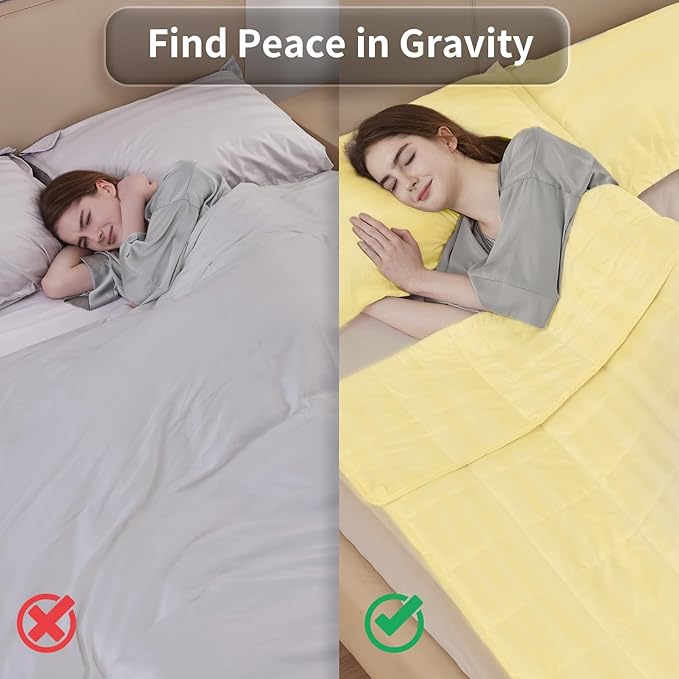 Weighted Blanket for Adult,15lbs Heavy Weighted Blanket 48"x72" Breathable Cooling Summer Blankets, Ultra Soft Cotton Comfort Throw Blanket with Glass Beads for All-Season (Yellow)