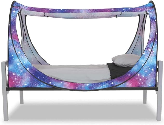 Privacy Pop up Eclipse Bed Tent Bed Drapes (Unicorn Galaxy, Full)