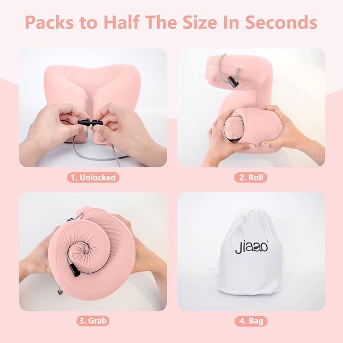 2-in-1 Travel Pillow, 2 Pack Upgraded Airplane Pillow with Storage Bag, Face Down Pillow Relax Arms, Adjustable U Shape Memory Foam Neck Pillow for Airplane, Car, Train, Bus and Home Use