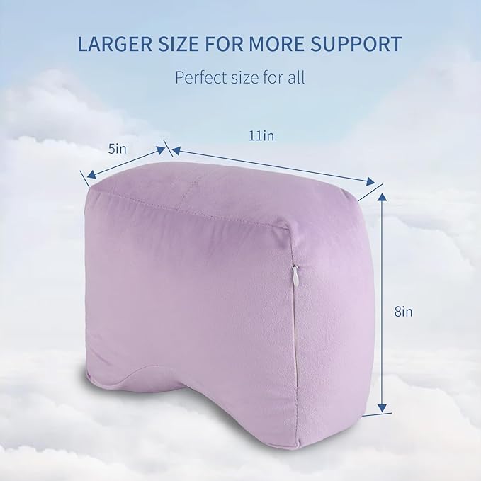 Knee Pillow for Side Sleepers - Leg Support Pillow for Sciatica Relief, Hip and Back Pain Alleviation, Spine Alignment with Adjustable Strap (Purple)