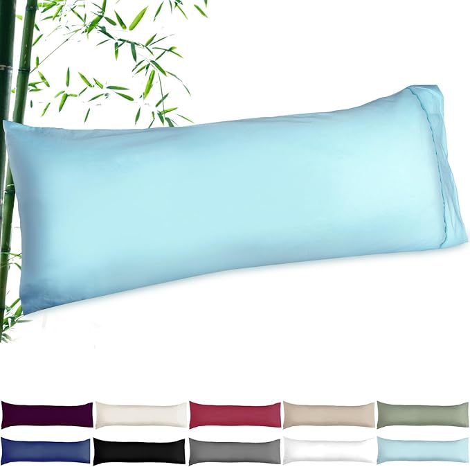 Soft Body Pillow Covers Pillowcases 60 x 21 Inch, WINKAURA Premium Long Pillow Cover for Bed Fits 54x20 Pillow, Envelope Closure, Stylish Wrinkle and Stain Resistant,Aqua